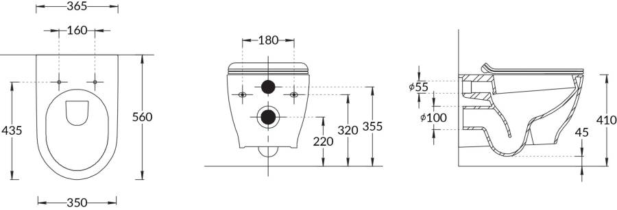 Унитаз Modula подвесной безободковый с крепежом, белый глянцевый Унитаз Modula подвесной безободковый с крепежом, белый глянцевый