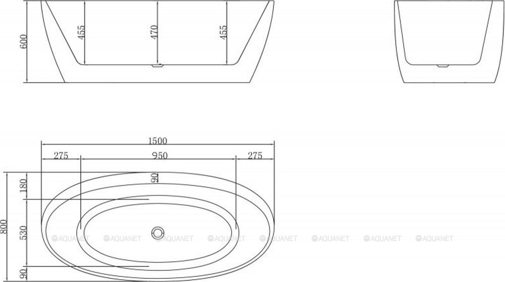 Акриловая ванна BELBAGNO BB404-1500-800 Акриловая ванна BELBAGNO BB404-1500-800