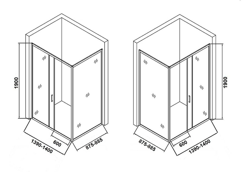 Душевой уголок Orange E23-14090TCR без поддона 140х90, стекло прозрачное Душевой уголок Orange E23-14090TCR без поддона 140х90, стекло прозрачное