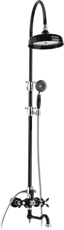 NOSTALGIA-CVD-03/24-Bi Душевая стойка со смесителем для ванны, верхним и ручным душем Исполнение: Золото 24 карат, Ручки: Белый  NOSTALGIA-CVD-03/24-Bi Душевая стойка со смесителем для ванны, верхним и ручным душем Исполнение: Золото 24 карат, Ручки: Белый