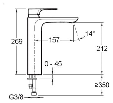 Смеситель Jacob Delafon Aleo+ E72336-CP для раковины, шт