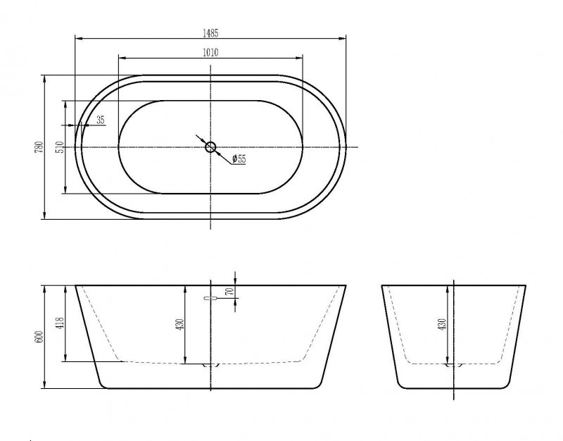 Акриловая ванна BELBAGNO BB306-1395 Акриловая ванна BELBAGNO BB306-1395