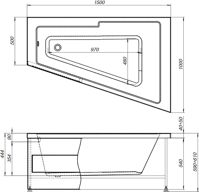 Акриловая ванна Aquanet Accord 150x100 R Акриловая ванна Aquanet Accord 150x100 R