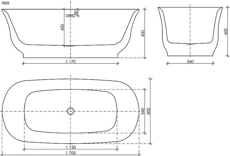 Ванна Viva акриловая отдельностоящая, арт. FB08 Ванна Viva акриловая отдельностоящая, арт. FB08