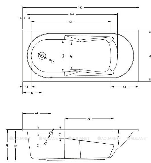 Акриловая ванна Riho Lazy 180x80 LEFT Акриловая ванна Riho Lazy 180x80 LEFT