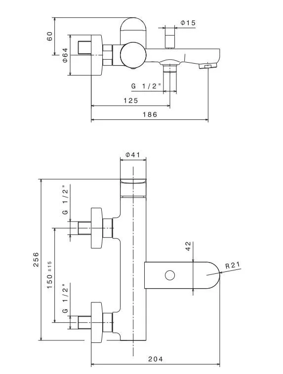 Смеситель для ванны OLE настенный, хром глянец Смеситель для ванны OLE настенный, хром глянец