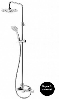 LEAF-CVDA-23-NOP Душевая стойка телескопическая, с изливом с верхним и ручным душем, верхний душ диаметр 230 мм АБС пластик, исполнение черный матовый LEAF-CVDA-23-NOP Душевая стойка телескопическая, с изливом с верхним и ручным душем, верхний душ диаметр 230 мм АБС пластик, исполнение черный матовый