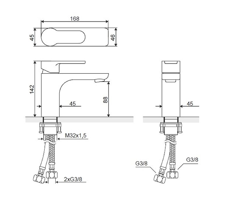 Смеситель для умывальника EXCELLENT Oxalia AREX.9001CR (хром) Смеситель для умывальника EXCELLENT Oxalia AREX.9001CR (хром)