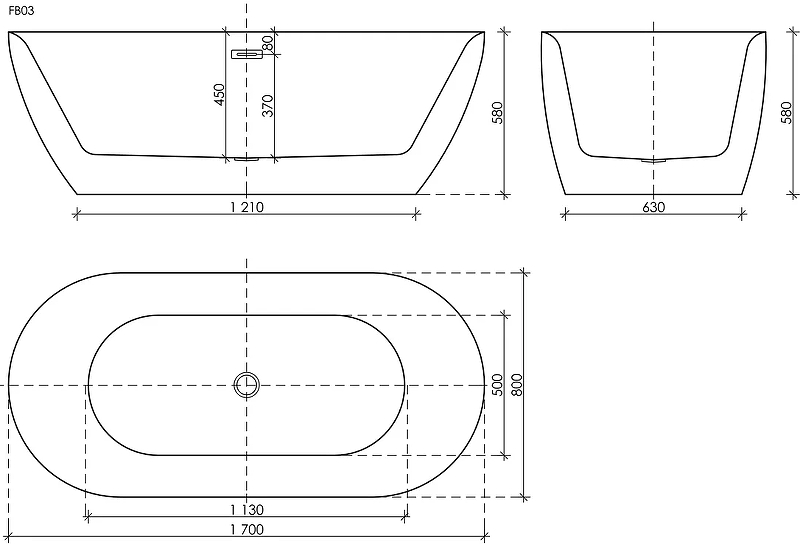 Ванна Fusion акриловая отдельностоящая, арт. FB03 Ванна Fusion акриловая отдельностоящая, арт. FB03