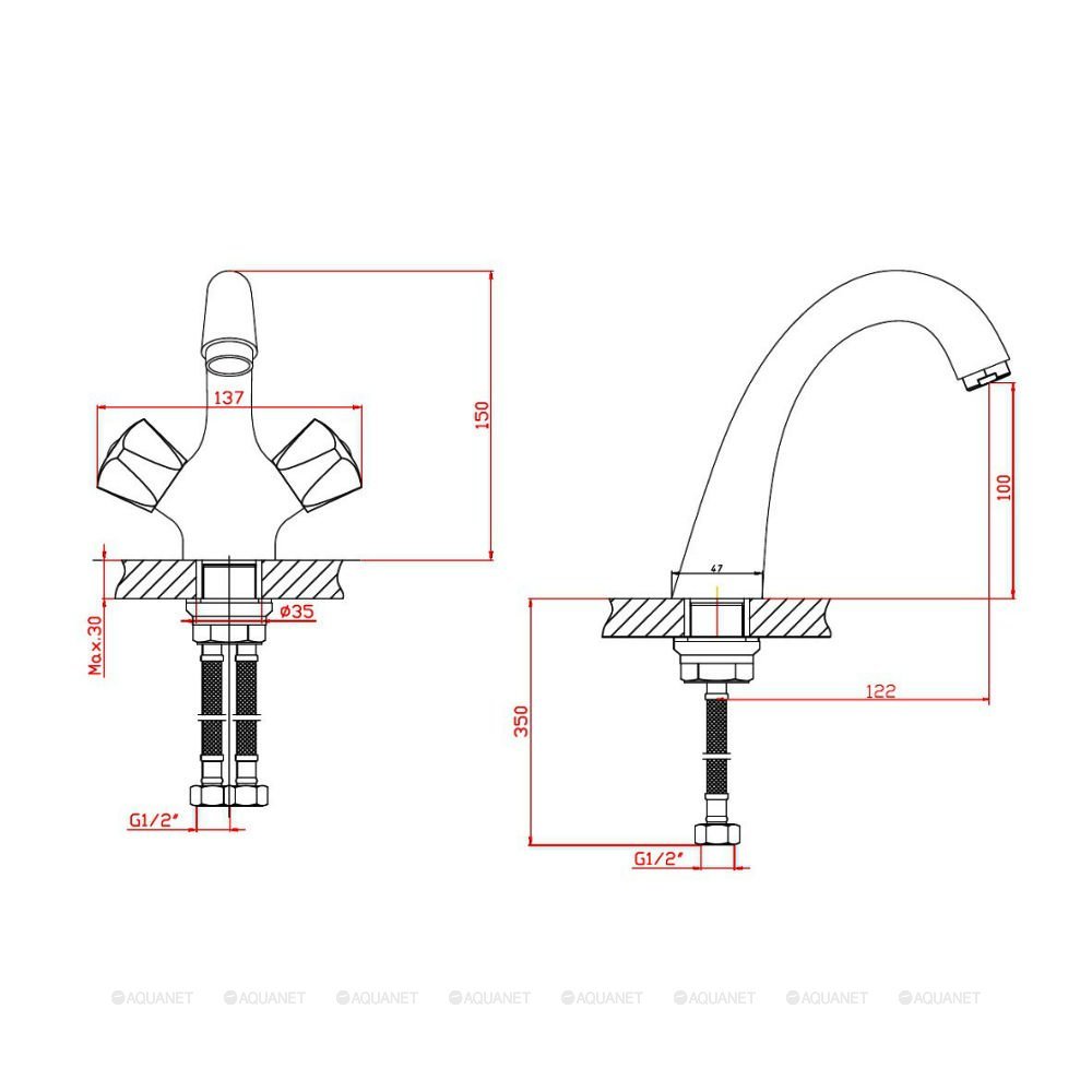 Смеситель для раковины Agger Retro-S A1802100 Смеситель для раковины Agger Retro-S A1802100