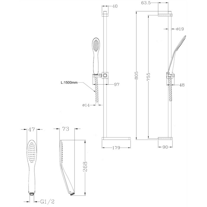 Душевой гарнитур на штанге OMNIRES SIENA-SCRB (хром/белый) Душевой гарнитур на штанге OMNIRES SIENA-SCRB (хром/белый)