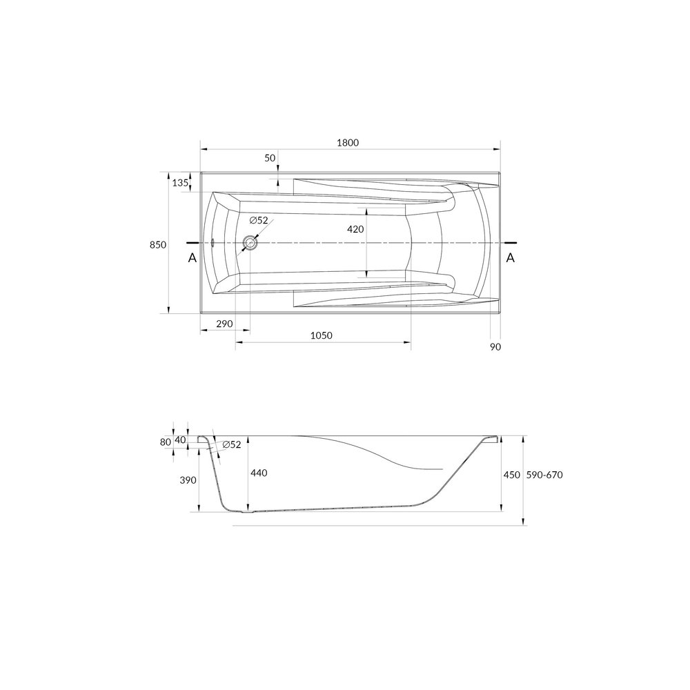 Ванна прямоугольная ZEN 180x85 белый Ванна прямоугольная ZEN 180x85 белый