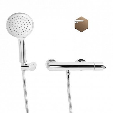 LEAF-D-L-PS Смеситель для душа однорычажный в комплекте с ручным душем, шлангом и держателем, исполнение Sunset PVD