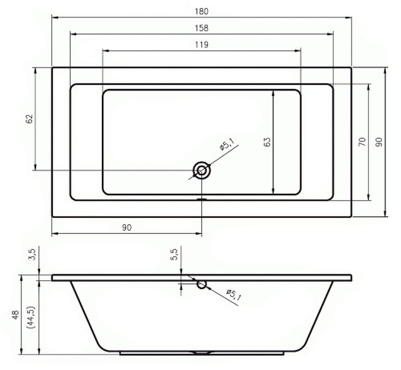 Акриловая ванна RIHO LUSSO 180-90 Акриловая ванна RIHO LUSSO 180-90