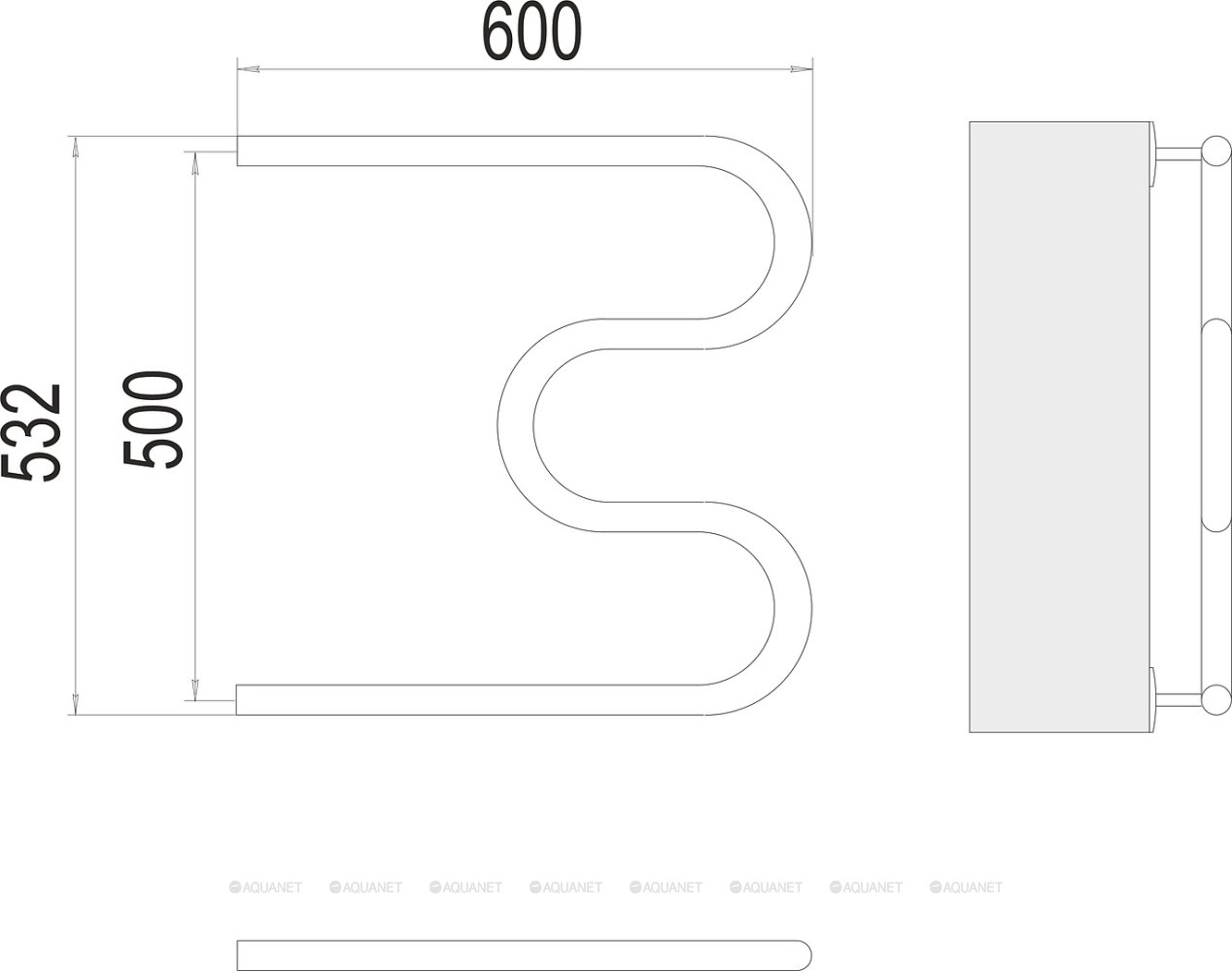Полотенцесушитель Terminus М-образный  (1")500х600 Полотенцесушитель Terminus М-образный  (1")500х600