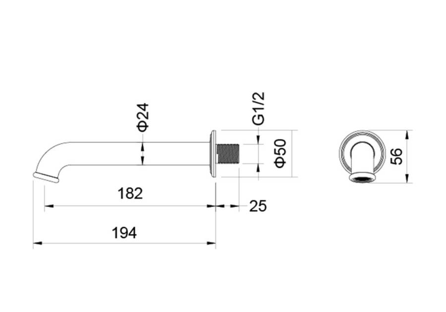 Излив для ванны 182 мм AQUATEK AQ1541CR КЛАССИК Излив для ванны 182 мм AQUATEK AQ1541CR КЛАССИК
