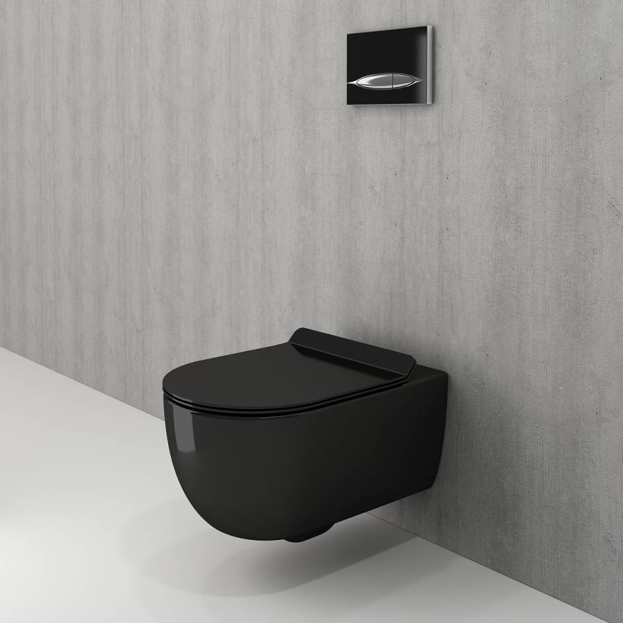 Чаша унитаза подвесного Bocchi V-Tondo 1416-005-0129, черный глянец Чаша унитаза подвесного Bocchi V-Tondo 1416-005-0129, черный глянец