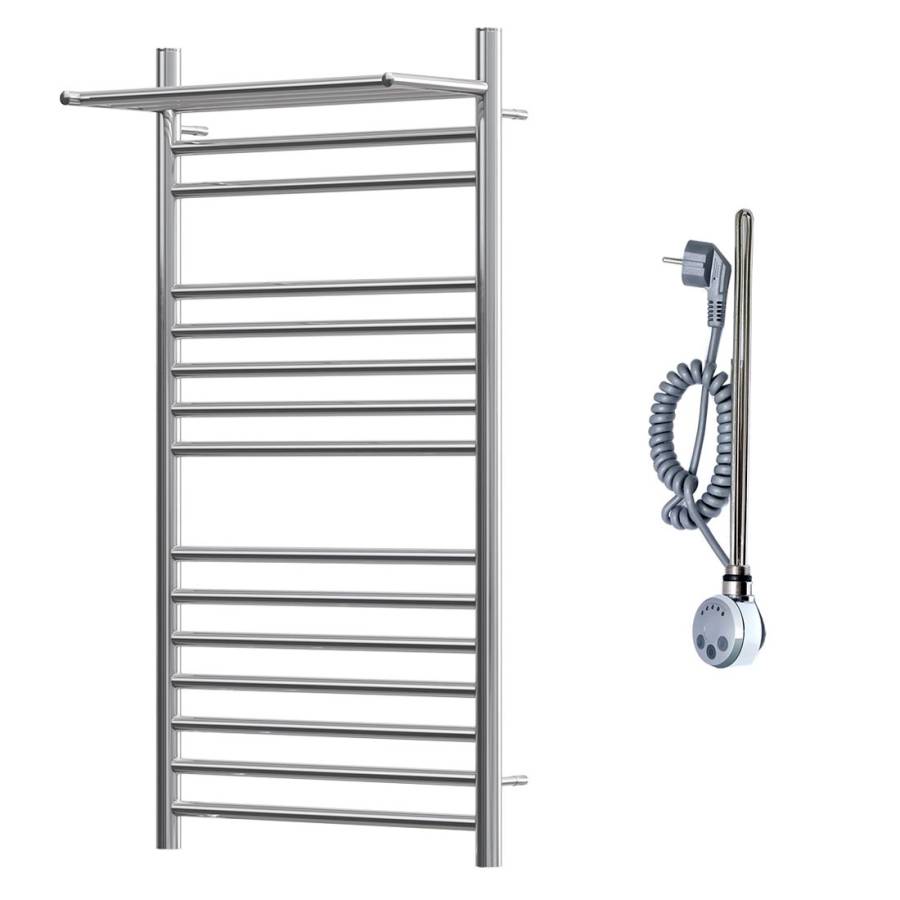 Полотенцесушитель электрический Point Аврора PN10150SPE П14 500x1000 с полкой левый/правый, хром Полотенцесушитель электрический Point Аврора PN10150SPE П14 500x1000 с полкой левый/правый, хром