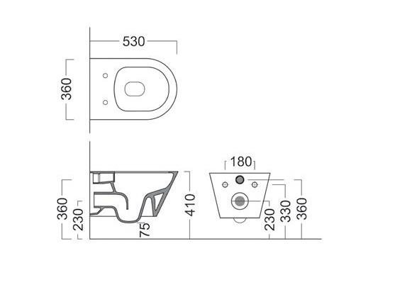 Унитаз PLAZA Modern подвесной безободковый, белый глянцевый Унитаз PLAZA Modern подвесной безободковый, белый глянцевый