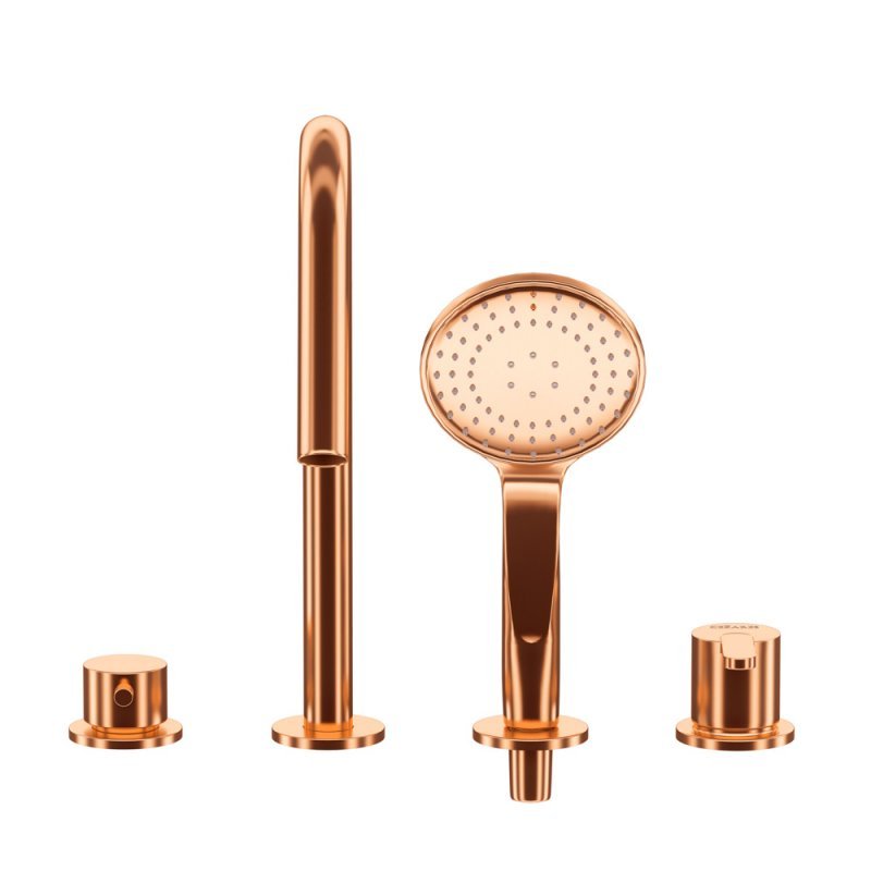 LEAF-BVDM4-PO Смеситель на борт ванны с выдвижным душем и переключателем Исполнение: GoldPVD  LEAF-BVDM4-PO Смеситель на борт ванны с выдвижным душем и переключателем Исполнение: GoldPVD