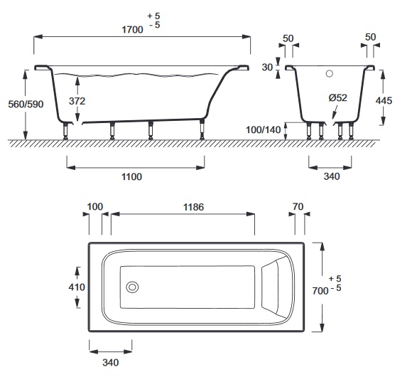 Акриловая ванна Jacob Delafon Elite 170x70 E6D030RU-00, шт Акриловая ванна Jacob Delafon Elite 170x70 E6D030RU-00, шт