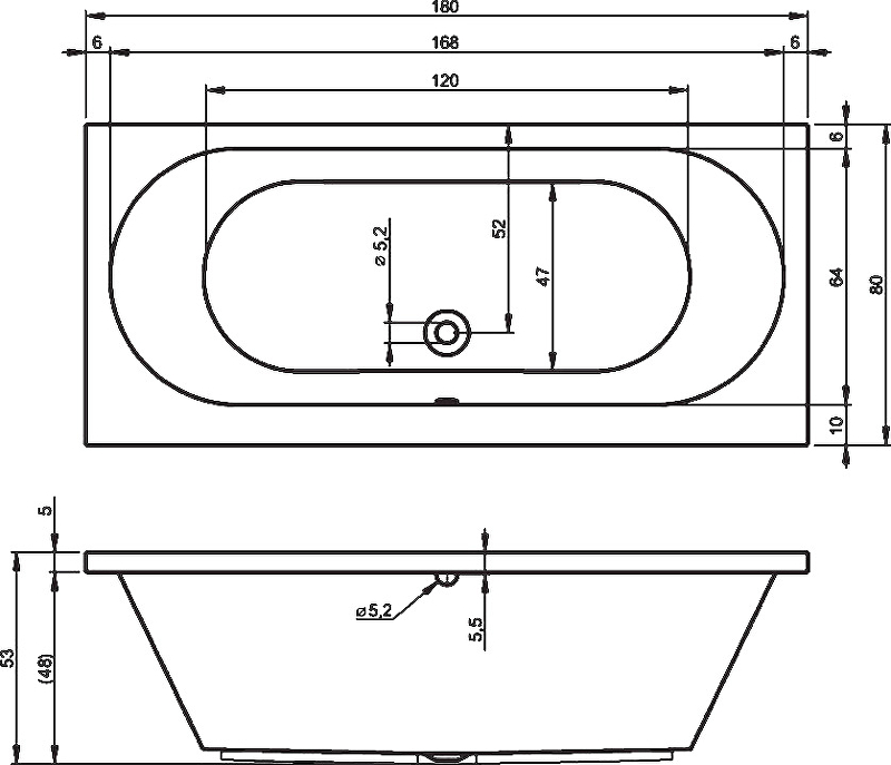 Акриловая ванна Riho Carolina 180x80 Акриловая ванна Riho Carolina 180x80