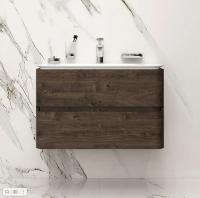 M30FHX0802TF Sensation, База под раковину, подвесная, 80 см, ящики, табачный дуб, текстурированная,