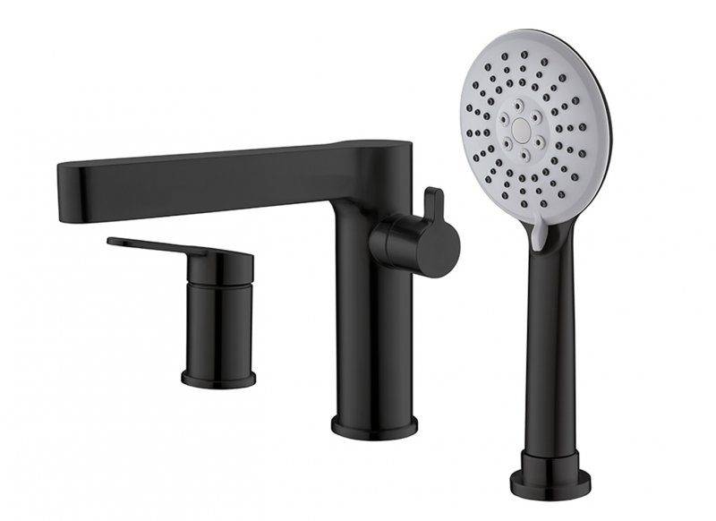 DELTA Смеситель на борт ванны с ручным выдвижным душем, чёрный матовый, DEL-BVD3-NERO DELTA Смеситель на борт ванны с ручным выдвижным душем, чёрный матовый, DEL-BVD3-NERO