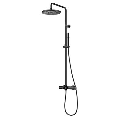 ECO-CD-T-NOP Душевая стойка с термостатическим смесителем для душа, с ручным и верхним душем, черный матовый ECO-CD-T-NOP Душевая стойка с термостатическим смесителем для душа, с ручным и верхним душем, черный матовый
