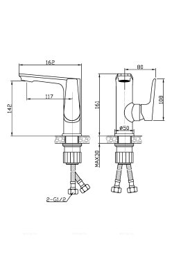 ANCONA Смеситель для раковины без донного клапана, хром ANCONA-LVM-CRM