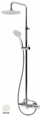 LEAF-CVDA-23-L-BIO Душевая стойка телескопическая, с изливом с верхним и ручным душем, верхний душ диаметр 230 мм АБС пластик, исполнение Белый матовый