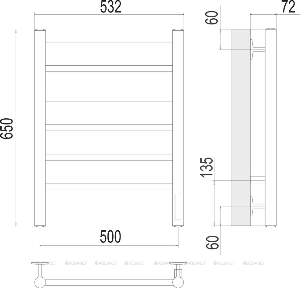 Полотенцесушитель Terminus Аврора П6 500х650 электро Полотенцесушитель Terminus Аврора П6 500х650 электро