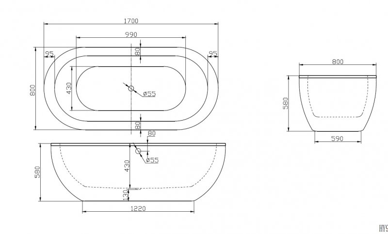 Акриловая ванна BELBAGNO BB13-1700, 1700x790x580 Акриловая ванна BELBAGNO BB13-1700, 1700x790x580