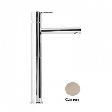 LEAF-LC1-L-ST Смеситель для накладной раковины однорычажный, с донным клапаном, исполнение Satinox