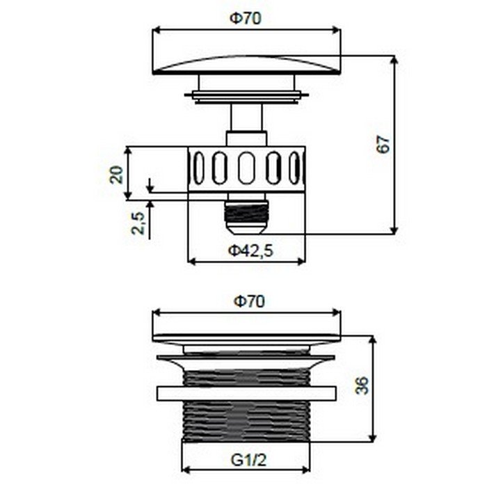 Пробка Click-clack для отдельностоящей ванны ARIN.2485.01GL (золото) Пробка Click-clack для отдельностоящей ванны ARIN.2485.01GL (золото)