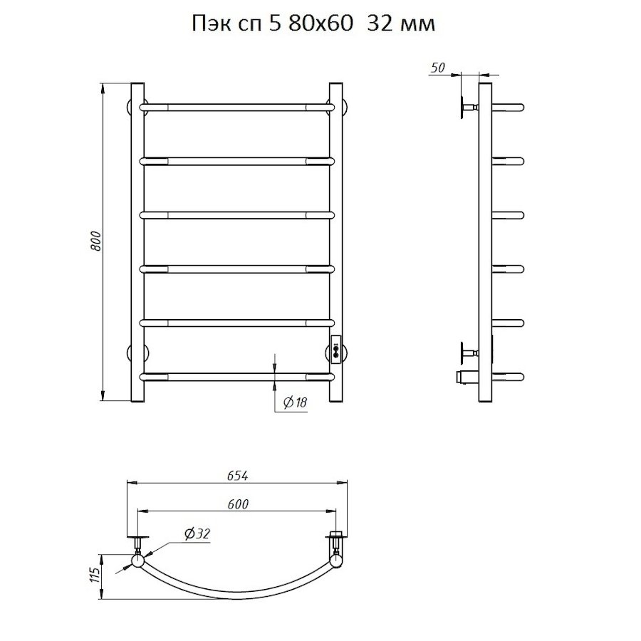 Полотенцесушитель Пэк сп 5 80х60 32 мм Полотенцесушитель Пэк сп 5 80х60 32 мм