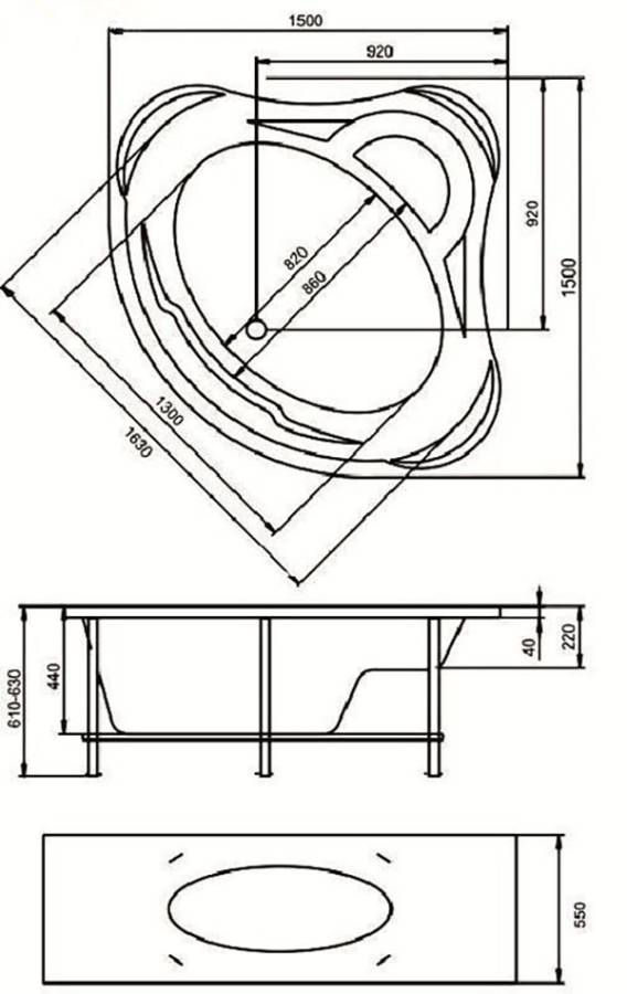 Акриловая ванна 1Marka Palermo 150х150 01па1515 Акриловая ванна 1Marka Palermo 150х150 01па1515