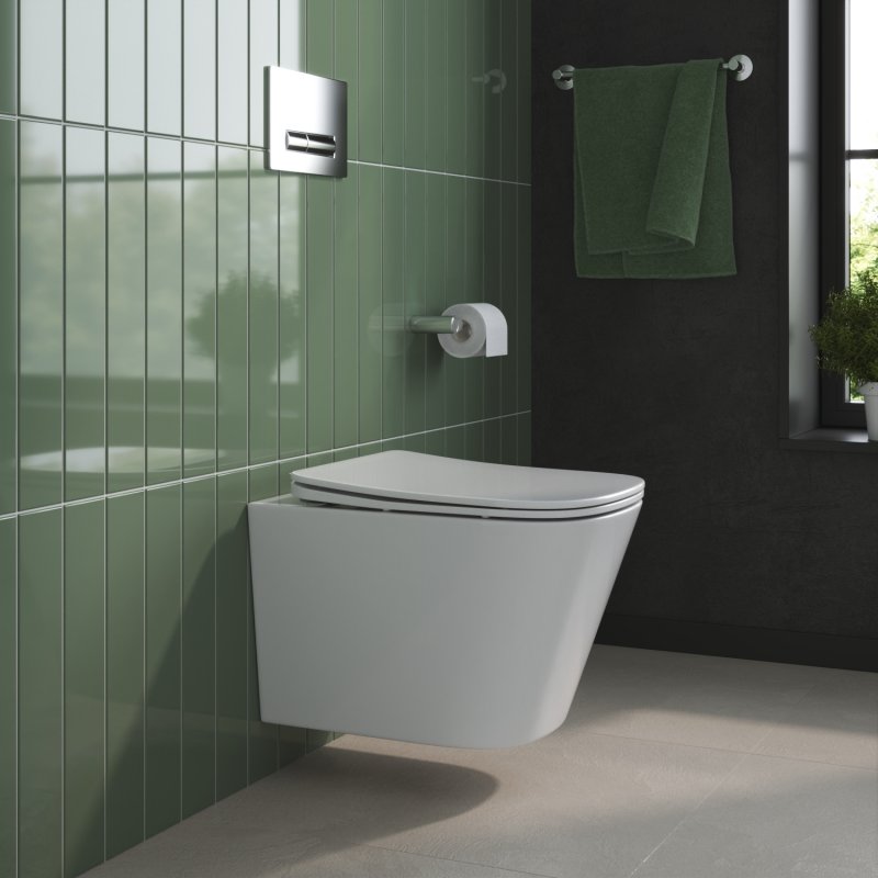 DUE 2.0 Унитаз подвесной безободковый с сиденьем дюропласт soft close BB7107CHR/SC DUE 2.0 Унитаз подвесной безободковый с сиденьем дюропласт soft close BB7107CHR/SC