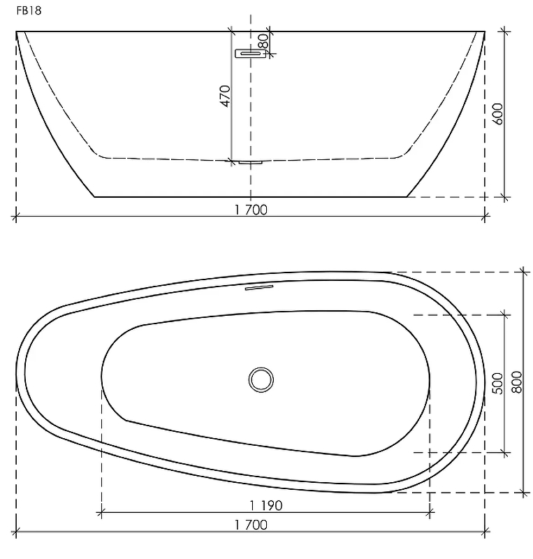 Ванна Avocado акриловая отдельностоящая, белый, Размер 1700*800*600мм, арт. FB18 Ванна Avocado акриловая отдельностоящая, белый, Размер 1700*800*600мм, арт. FB18