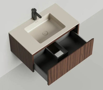 Подвесная тумба Domino 800, шпон, под встраиваемую раковину, гладкий фасад