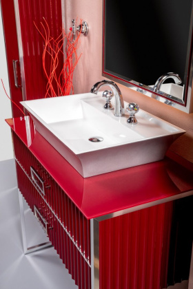 Тумба MONACO 100см h74см бордо глянец + хром под раковину чашу 867-100-RCR Boheme