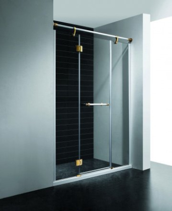 Душевая дверь RGW VI-02, 02040213-18, 130 х 195 см распашная, стекло прозрачное, белый/золото
