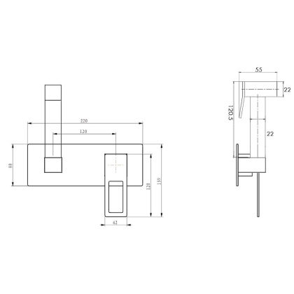 Гигиеническая лейка Q со смесителем ChromeUW
