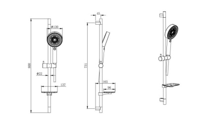 Душевой гарнитур 3jet 73см AQUATEK AQ2031CR  Душевой гарнитур 3jet 73см AQUATEK AQ2031CR