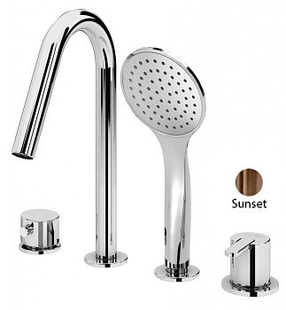 LEAF-BVDM4-L-PS Смеситель на борт ванны врезной, на 4 отверстия, исполнение Sunset PVD