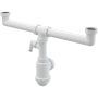 Сифон для сдвоенной мойки с накидными гайками 6/4" и штуцером