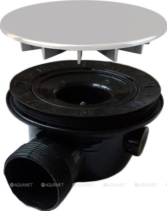 Сифон с крышкой для поддонов из камня VST-2SQ c гидрозатвором, черный