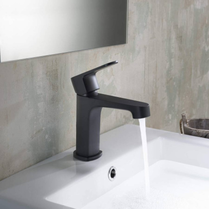 Смеситель для раковины 98, без донного клапана AQUATEK, матовый черный AQ1210MB ОБЕРОН