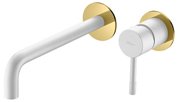 Смеситель для умывальника из стены, Uno. Белый Золото Смеситель для умывальника из стены, Uno. Белый Золото