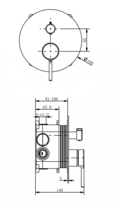 Смеситель для душа скрытого монтажа EXCELLENT Pi AREX.1247CR (хром)